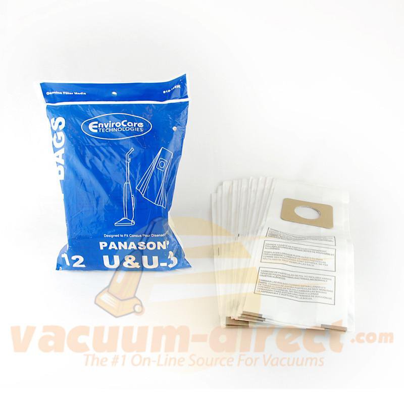 Panasonic Type U & U-3 Generic Vacuum Bags by EnviroCare 12 Pack 816-12SW 60-2426-04