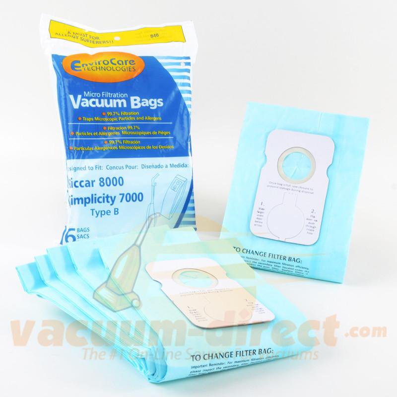 Riccar 8000 and Simplicity 7000 Type B Generic Vacuum Bags by EnviroCare 6 Pack 846 52-2427-06