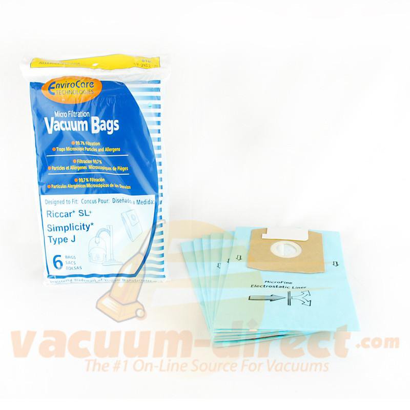 Riccar Style SL+ and Simplicity Type J Generic Vacuum Bags by EnviroCare 6 Pack 810 54-2422-07