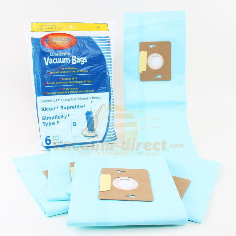 Riccar Supralite and Simplicity Type F Generic Vacuum Bags by EnviroCare 6 Pack 812 52-2426-09
