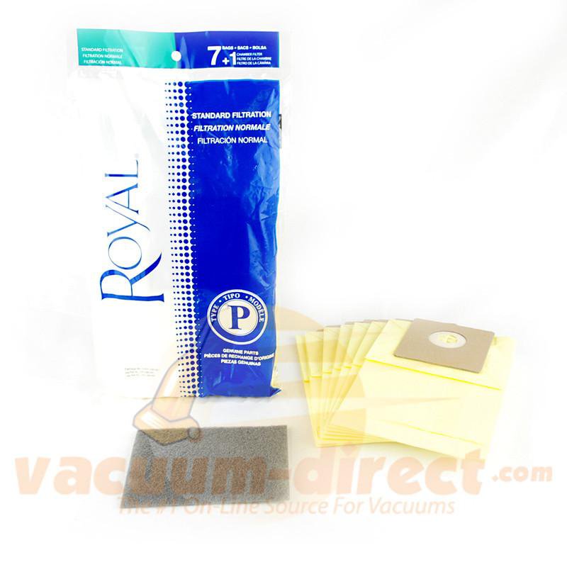 Royal Dirt Devil Type P Royal-Aire Filtration Canister Vacuum Bags 7 Bags & 1 Filter RO-RY1100