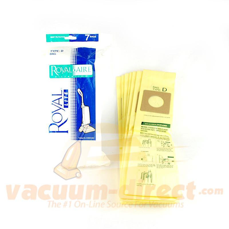 Royal Lite Type D Royal-Aire Filtration Vacuum Bags 7 Pack 81-2415-07