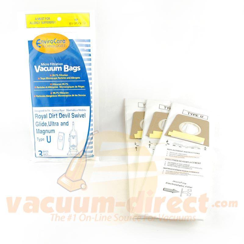 Royal Dirt Devil EnviroCare Type U Vacuum Bags 3 Pack 157 80-2422-02