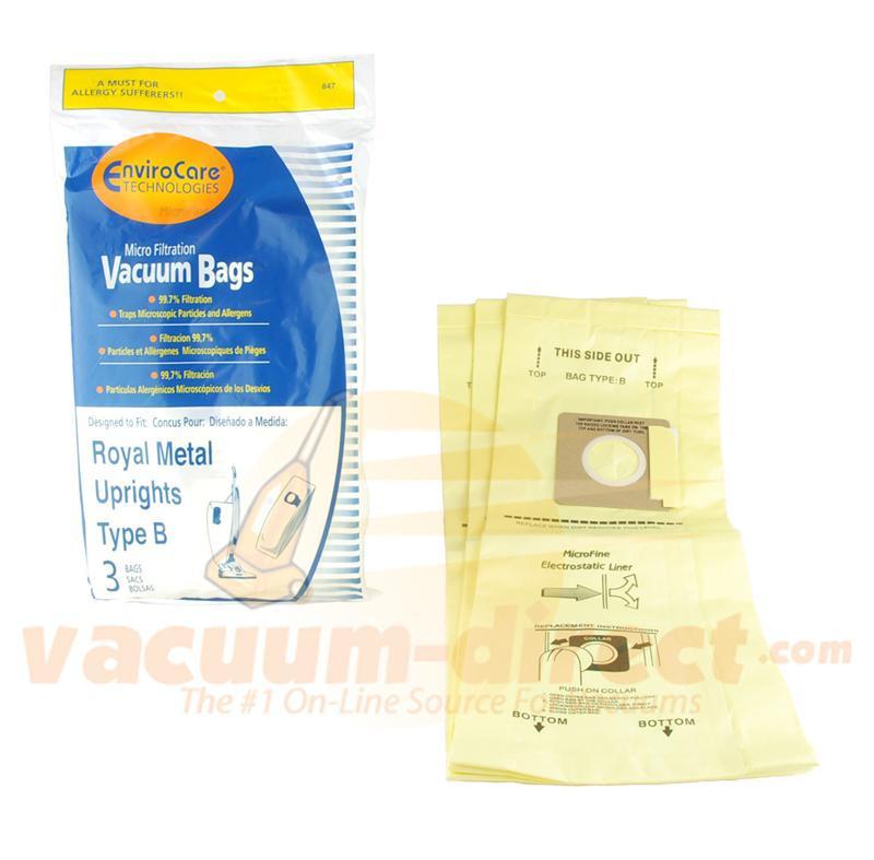 Royal Type B Generic Micro Filtration Paper Vacuum Bags by EnviroCare 3 Pack 847 80-2425-02