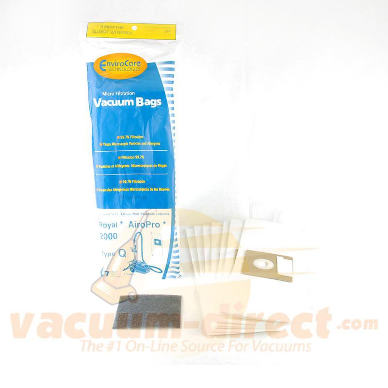 Royal Type Q Generic Micro Filtration Vacuum Bags and Filter Set by EnviroCare 7 Bags & 1 Filter  214 82-2433-01