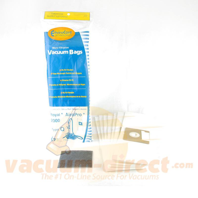Royal Type Q Generic Micro Filtration Vacuum Bags and Filter Set by EnviroCare 7 Bags & 1 Filter 214 82-2433-01