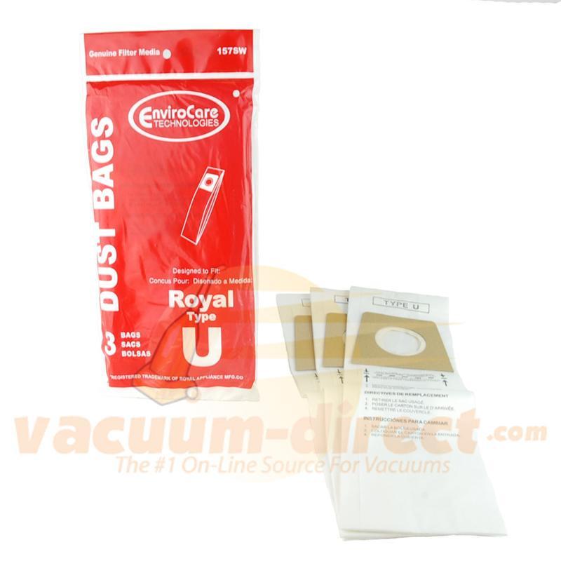 Royal Type U Generic Vacuum Dust Bags by EnviroCare 3 Pack 157SW ROR-1421