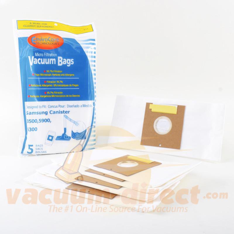 Samsung 3500 5900 and 6300 Generic Canister Vacuum Bags by EnviroCare 5 Pack  212 94-2432-04
