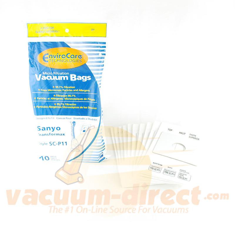 Sanyo Transformax Type SC-P11 Generic Micro Filtration Vacuum Bags by EnviroCare 10 Pack 201 92-2402-08