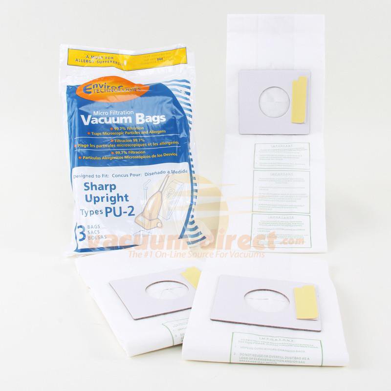 Sharp Type PU-2 Generic Upright Vacuum Bags by EnviroCare 3 Pack 844 86-2400-05