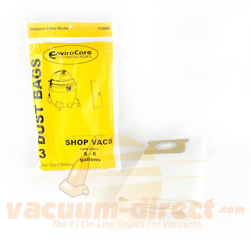 Shop Vac Type H Generic 5-8 Gallon Vacuum Bags by EnviroCare 3 Pack 712SW 88-2417-01