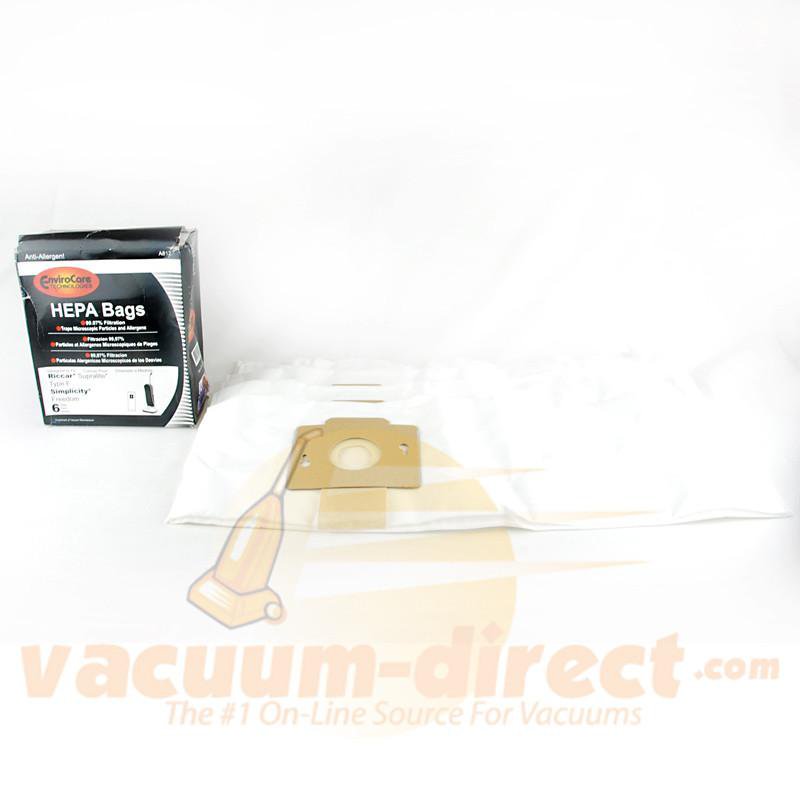 Simplicity Freedom Generic Type F HEPA Paper Vacuum Bags by EnviroCare 6 Pack A812 52-2423-02