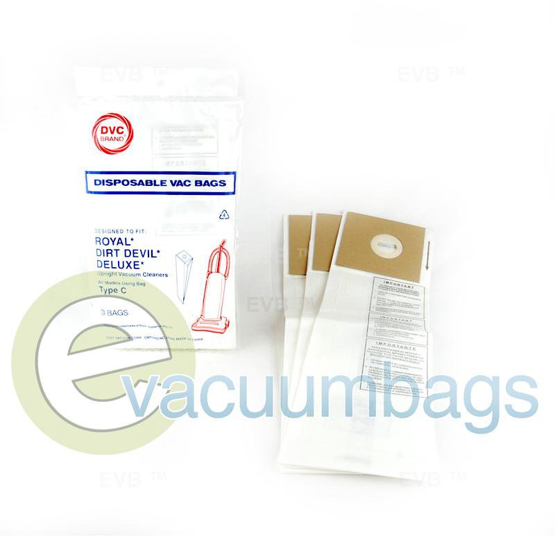 Royal Dirt Devil Type C Upright Paper Vacuum Bags by DVC 3 Pack  429848 ROR-1420
