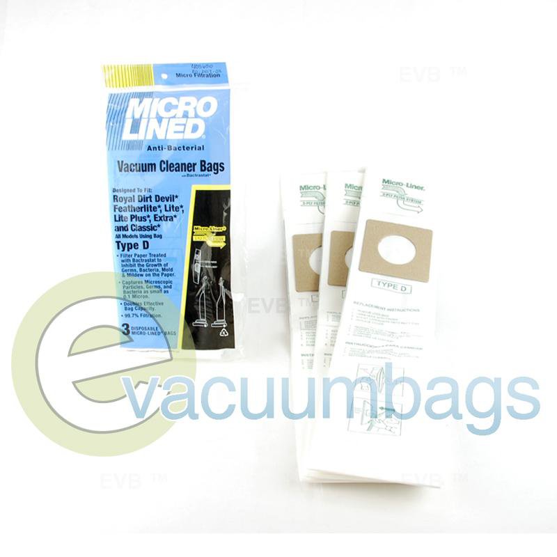 Royal Dirt Devil Type D Micro-Lined Paper Vacuum Bags by DVC Generic 3 Pack  450650 ROR-1474