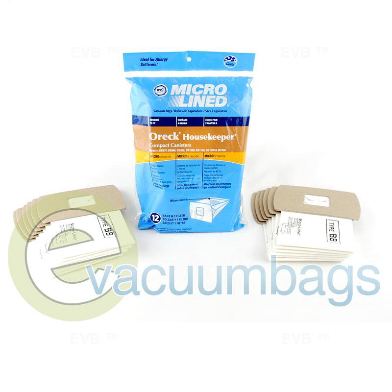 Oreck Housekeeper Compact Canister Paper Vacuum Bags by DVC 12 Pack + 1 Filter  471593 OR-1477