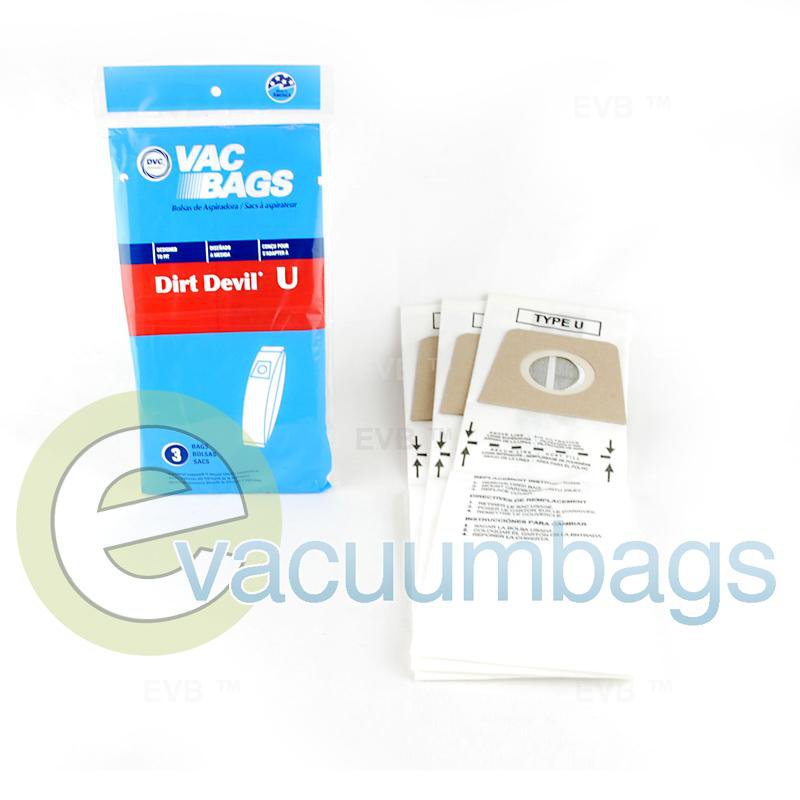 Dirt Devil Type U Upright Paper Vacuum Bags by DVC 3 Pack  575720 80-2421-03