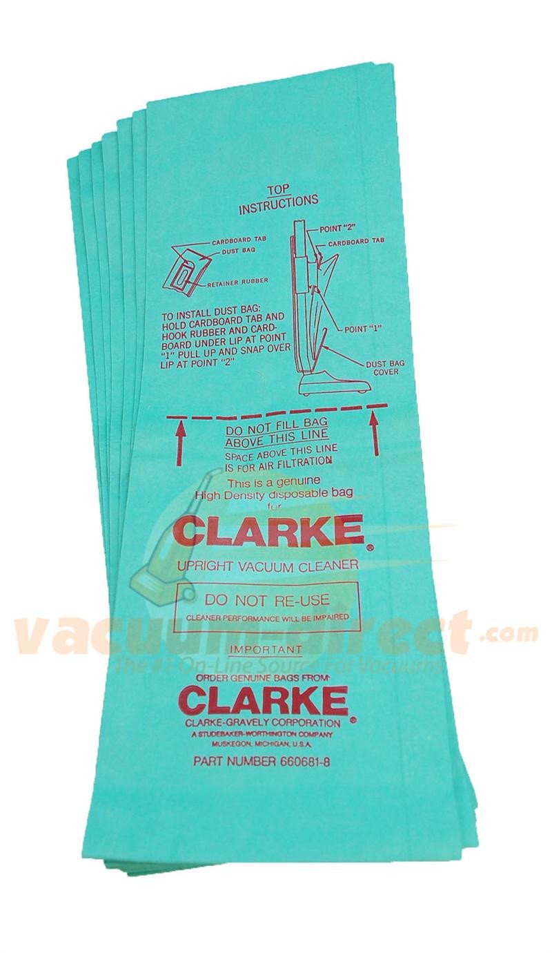 Clarke 660681-8 High Density Paper Upright Vacuum Bags 7 Pack 660681-8