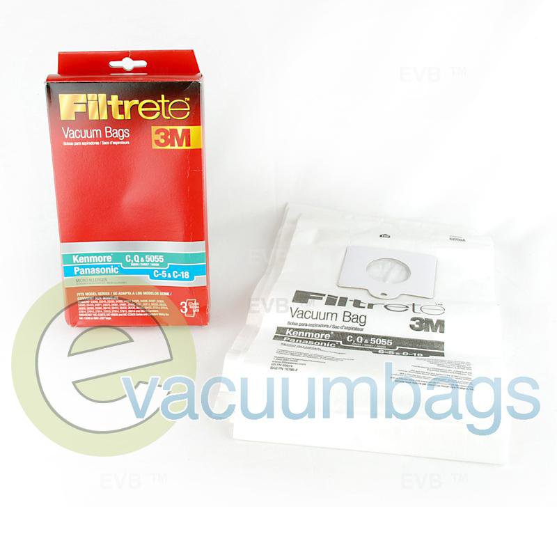 3M Filtrete Type C Style C-5 Style C-18 Type Q  & 5055 Canister Micro Allergen Vacuum Bags 3 Pack  68700A 46-2434-08