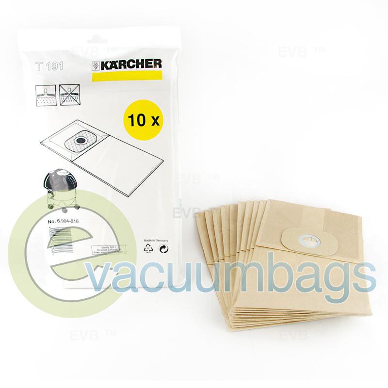 Karcher T 191 Commercial Canister Paper Vacuum Bags 10 Pack  6.904-218 6904218
