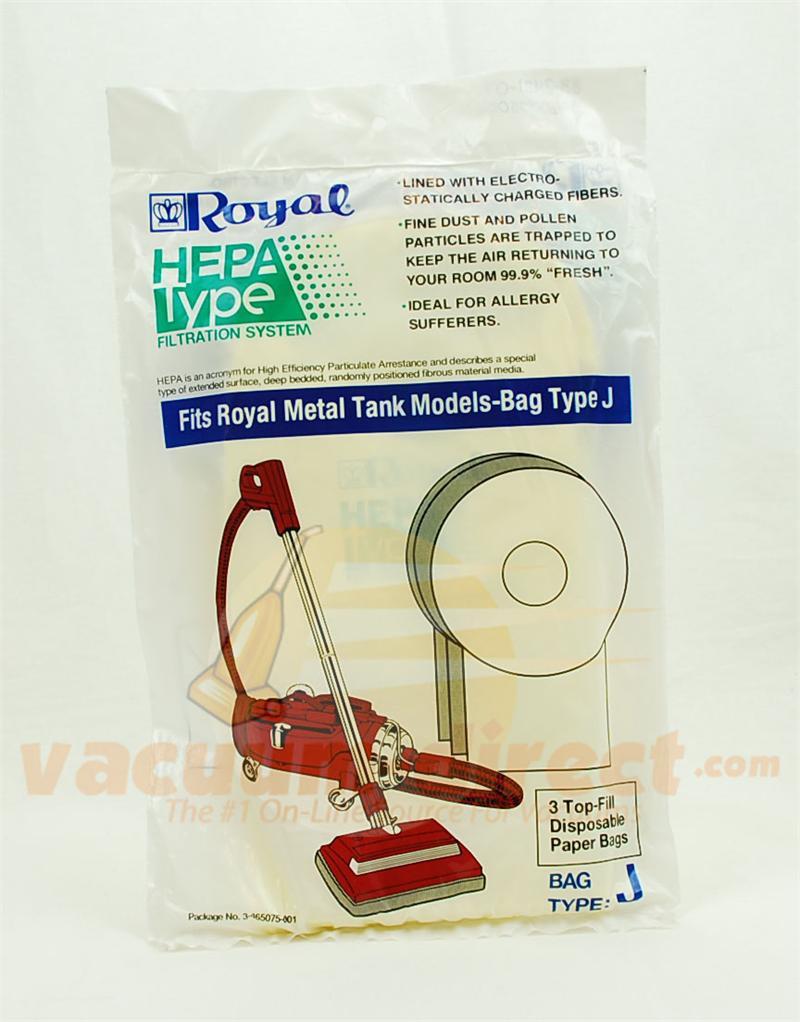 Royal Type J HEPA Filtration System Vacuum Bags 3 Pack Genuine Royal 83-2421-07
