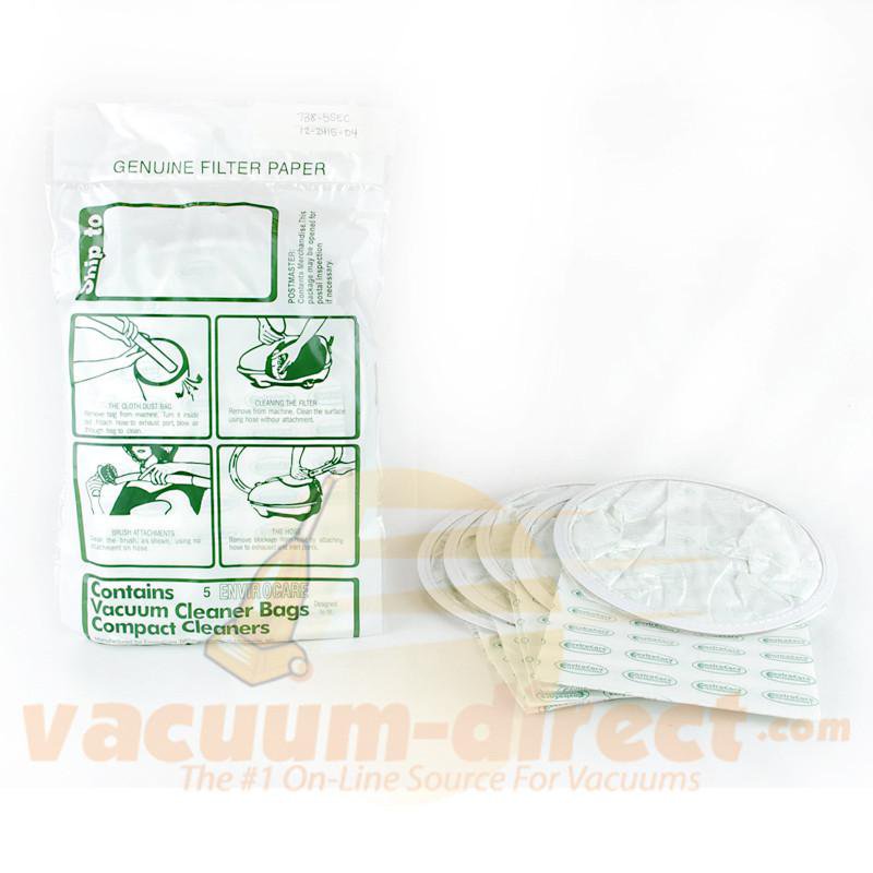 Compact & TriStar Canister and Backpack Generic Vacuum Bags by EnviroCare 5 Pack  738-5SEC COR-14055
