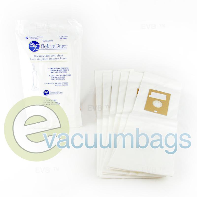ElektraPure Easy Glider EP1000 EP8000 HUL300 CUL300 Paper Vacuum Bags 6 Pack  EP-1405 EP-1405