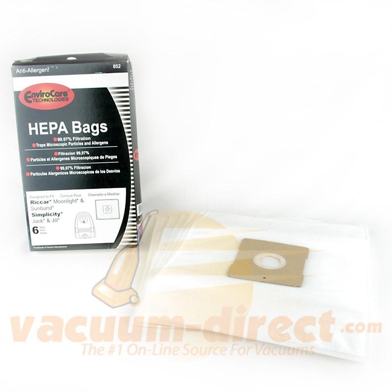 Riccar Type Z Generic HEPA Vacuum Bags by EnviroCare for Moonlight Sunburst & Pizzazz 6 Pack  852 54-2430-09