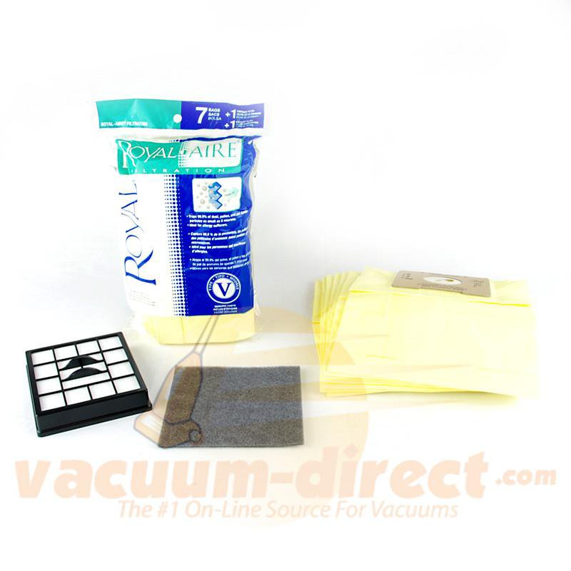 Royal Type V Canister Vacuum Micro Filtration Set 7 Bags & 2 Filters Genuine Royal 83-2450-01